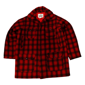 Vintage Wool Woolrich Red/Black Plaid Long Coat Size 44 70s 80s